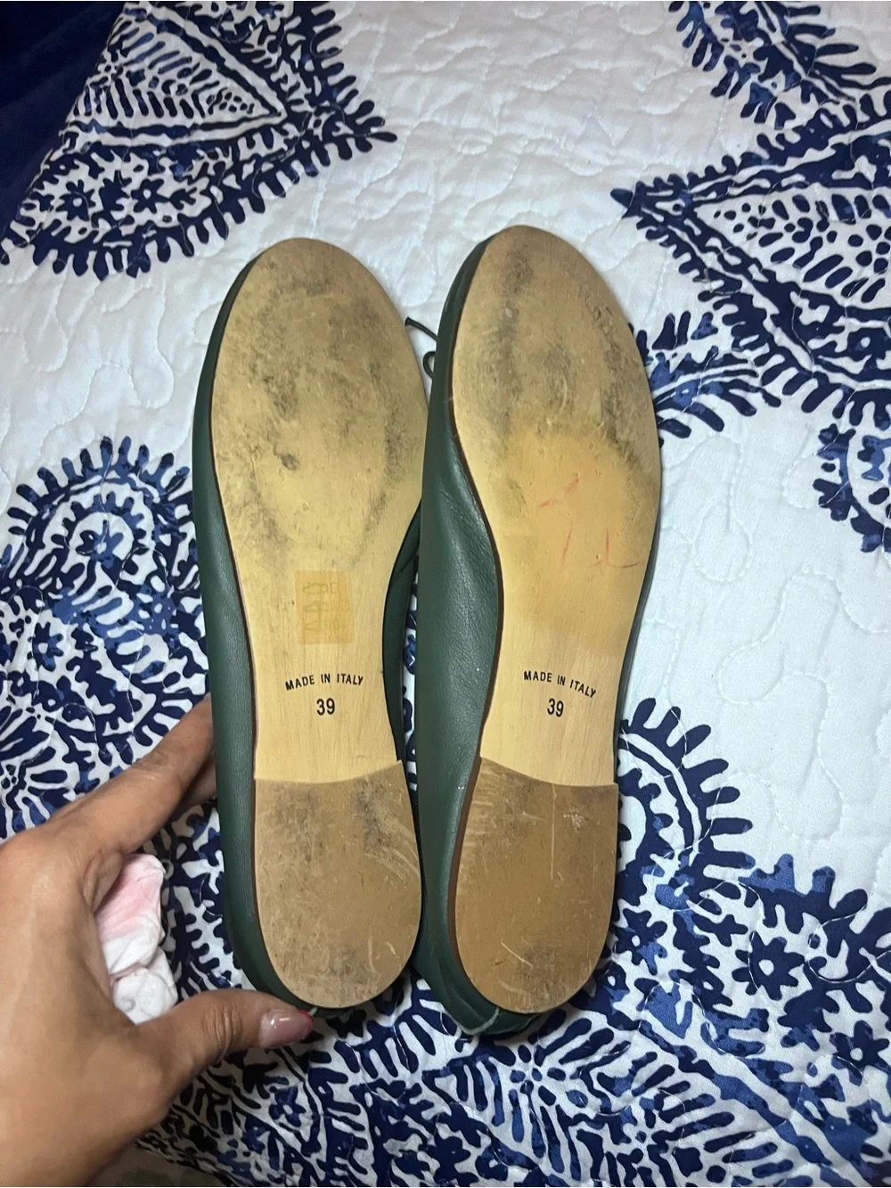 BallereTTe Rome Colonna ballet flats in bottle green leather